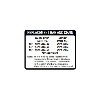 Echo OEM  X524003691 - LABEL BAR & CHAIN - Echo Original Part - Image 1
