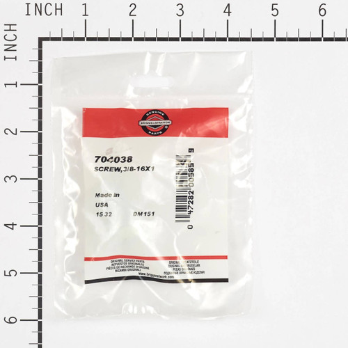Briggs and Stratton OEM 704038 - SCREW 3/8-16X1 Briggs and Stratton Original Part - Image 1