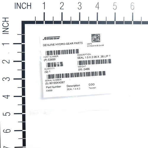 Hydro Gear OEM 53699 - Seal 1.0 X 2.06 X .38 Lip Tc4 - Image 1
