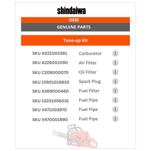SHINDAIWA 490 COMPLETE CARBURETOR AIR-OIL-FUEL FILTERS SPARK PLUG KIT OEM
