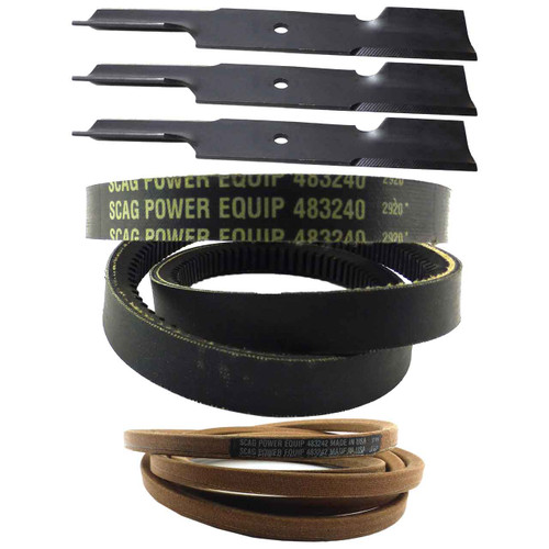 Scag Wildcat 52V Deck Drive Belts 483242 & Blade Kit OEM