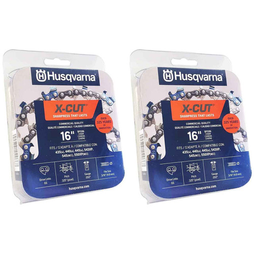 HUSQVARNA Chainsaw - X -CUT SP33G ,16"BAR, 66 DRIVE LINKS, .050"GAUGE, .325"PITCH  - 2 PACK