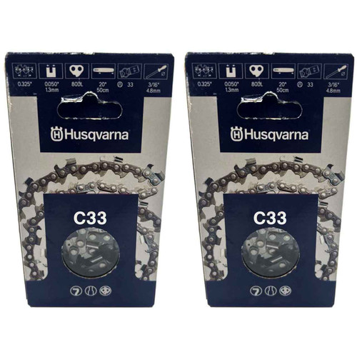 HUSQVARNA Chainsaw - X -CUT C33 ,20"BAR, 80 DRIVE LINKS, .050"GAUGE, .325"PITCH  - 2 PACK