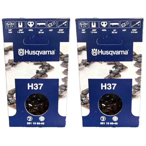 HUSQVARNA Chainsaw - H37 ,10"BAR, 40 DRIVE LINKS, .050"GAUGE, 3/8" LPPITCH  - 2 PACK