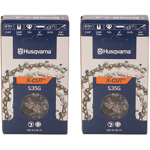 HUSQVARNA Chainsaw - X -CUT S35G ,18"BAR, 72 DRIVE LINKS, .058"GAUGE, .325"PITCH  - 2 PACK
