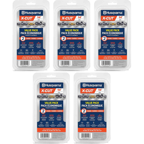 HUSQVARNA Chains - X -CUT (2pk) ,14"BAR, 52 DRIVE LINKS, .050"GAUGE, 3/8"   - 5 PACK