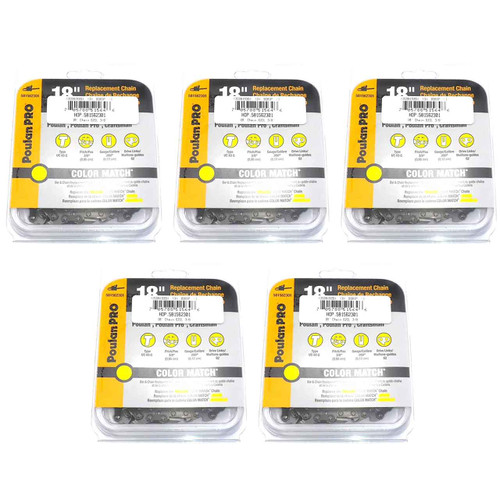 HUSQVARNA Chains - Standard ,18"BAR, 62 DRIVE LINKS, .050"GAUGE, 3/8"   - 5 PACK