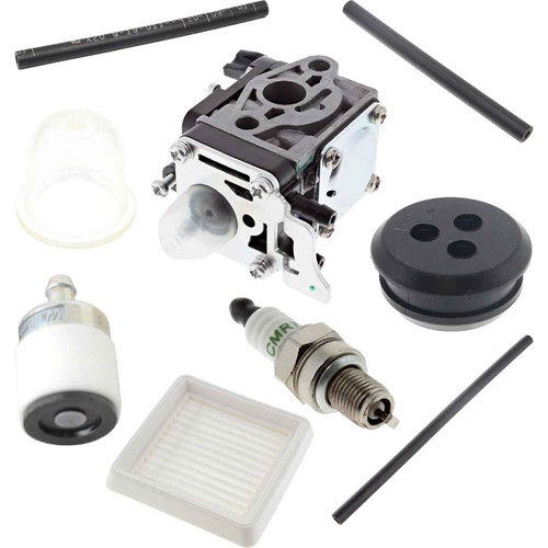 SHI M262S COMPLETE CARBURETOR AIR-OIL-FUEL FILTERS SPARK PLUG FUEL LINES PRIMER BULB KIT