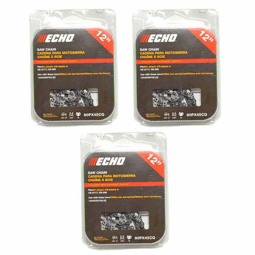CHAINSAW CHAIN BY ECHO  90PX AdvanceCut,  PITCH 3/8" LP, 12" BAR, 0.043" GAUGE, 45 DL  PK3