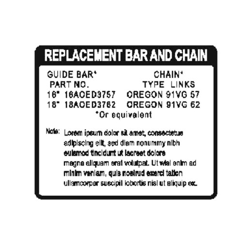 Echo OEM  X524001810 - LABEL BAR & CHAIN - Echo Original Part - Image 1