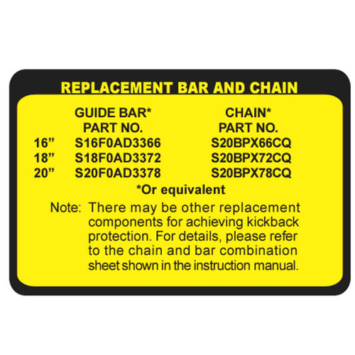 Echo OEM X524005560 - LABEL, BAR AND CHAIN - Echo Original Part