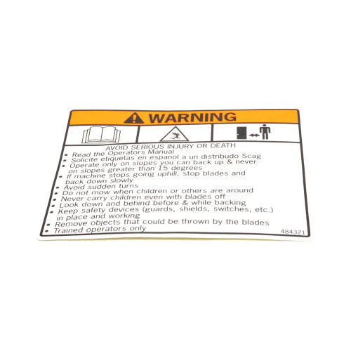 Scag OEM 484321 - DECAL, FUEL TANK - WARNING - Scag Original Part - Image 1