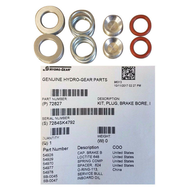 Hydro Gear OEM 72827 - Kit Plug Brake Bore Inboard