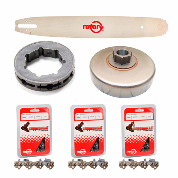 16" Bar Chain(x3) And Complete Sprocket Kit For SHINDAIWA 493 Chainsaw