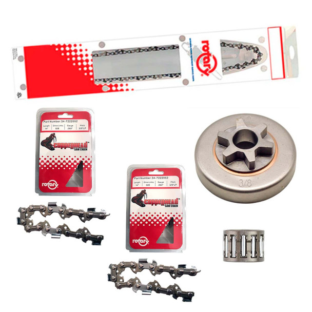 14" Bar Chain(x3) And Complete Sprocket Kit For ECHO CS-2511 Chainsaw
