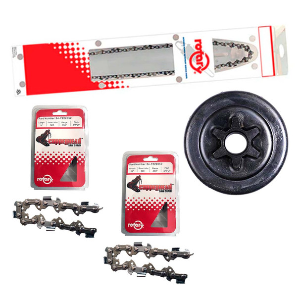 14" Bar Chain(x3) And Sprocket Kit For ECHO CS-355 Chainsaw