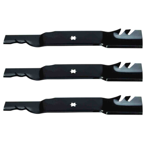 18-1/2" Oregon Blade Kit(3 Pack) Compatible With CUB CADET OEM 742-0677A - 5/8 6 pt. star" Center Hole Diam._A6 - Image 1 18-1/2" Oregon Blade Kit(3 Pack) Compatible With CUB CADET OEM 742-0677A - 5/8 6 pt. star" Center Hole Diam._A6 - Image 1