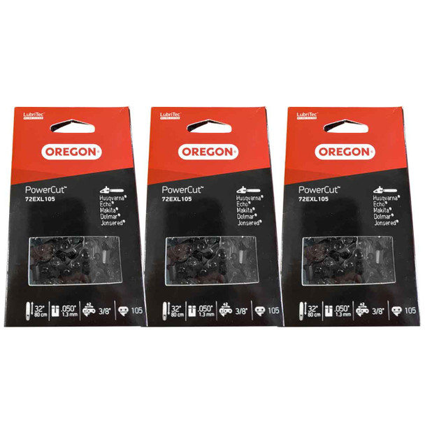 Oregon PowerCut Saw Chain 72EXL105G – Fits 28" Bar -3 PACK