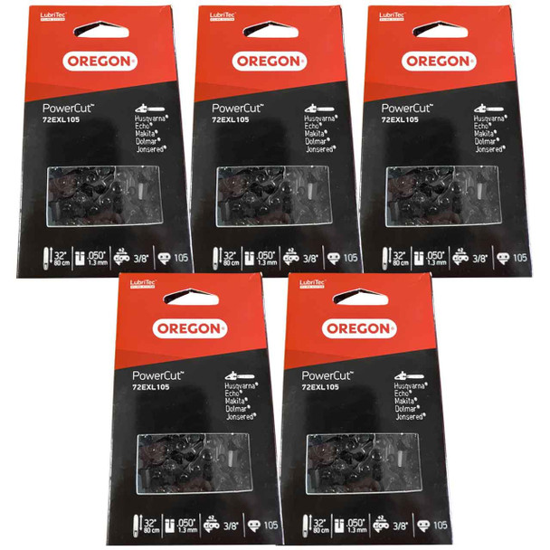 Oregon PowerCut Saw Chain 72EXL105G – Fits 28" Bar -5 PACK