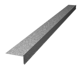 Example is 6" (2x4) Gravel Guard is made of 26 Gauge Galvanized Steel, Hi-Rise (1/2") and 2" Face, 10' long