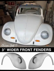 1949-1977 VW Beetle 3" Wider than Stock Front Fenders for 6V Headlights PAIR 1949-1977 VW Beetle 3" Wider than Stock Front Fenders for 6V Headlights PAIR