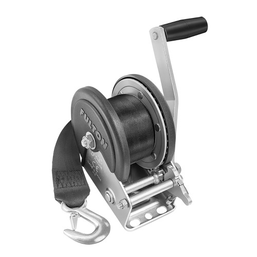 Fulton 1500lb Single Speed Winch w\/20 Strap  Cover [142208]