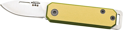 Bear & Son Slip Joint Folder - 1.5" Yellow/ss Aluminum Handle