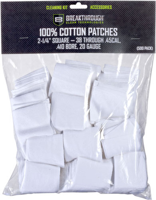 Breakthrough Cleaning Patches - 2 1/4" Square .38-.45 50 Pack