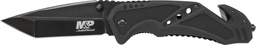 S&w Knife Clip Folder 3.8" - Blade Black W/ Strap Cutter