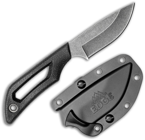 Outdoor Edge Pivot 2.5" Fixed - Dp Pnt Blck/stnwsh Ss W/sheath