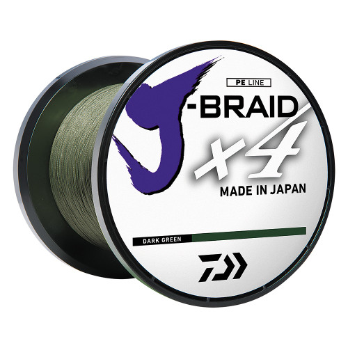 Daiwa J-BRAID x4 Braided Line - 10 lbs - 300 yds - Dark Green