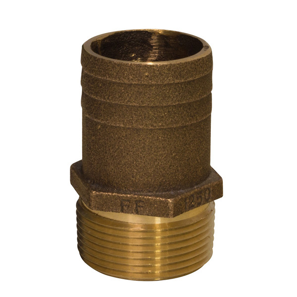 GROCO 1-1\/4" NPT x 1-1\/2" Bronze Full Flow Pipe to Hose Straight Fitting [FF-1250]