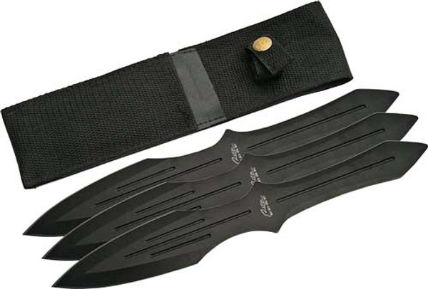 Szco Rite Edge 9.75" Throwing - Knife Black 3pc Set W/sheath
