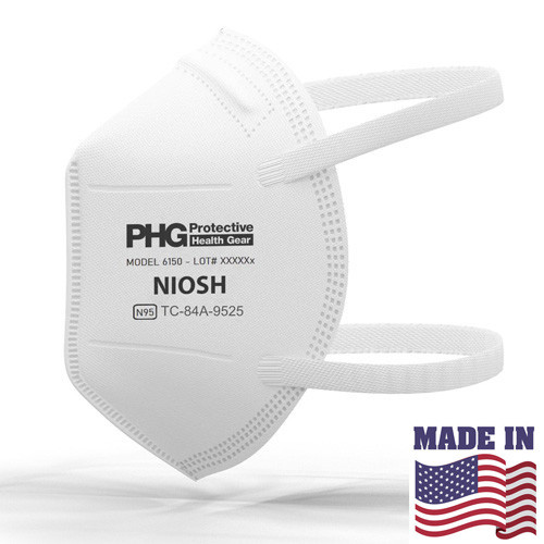 PHG N95 NIOSH-Approved, US-Made, Model 6150 Filtering Facepiece