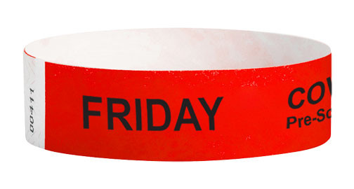 3/4 Tyvek Days of the Week Wristbands