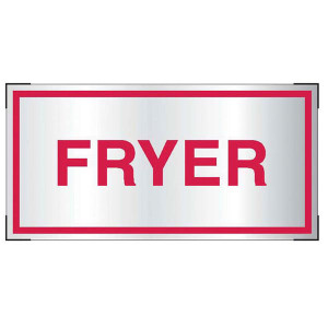 Photograph of the Aluminum fryer sign for cooking system fire control systems.