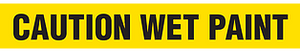 A drawing of the unrolled tape showing the words CAUTION WET PAINT.