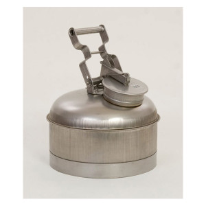 A photograph of a 02126 stainless steel eagle disposal safety can, with 2.5 gallon capacity.