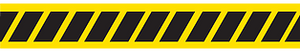 A drawing of an unrolled section of yellow/black striped barricade tape.
