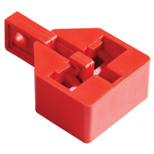 A photograph of a red 07045 zing snap-on multi-pole breaker lockout.