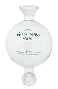 A photograph of a 500 mL CG-1200-32 chromatography reservoirs w/ 35/20 spherical joints.