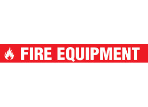 Picture of Printed Warning Floor Tape reading "Fire Equipment" in white lettering on red background.