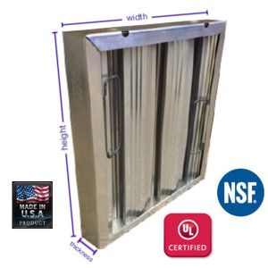 A photograph of a grease filter (without the locking handle).