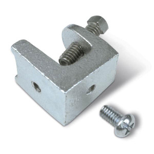 A photograph of a 09861 i-beam adapter for fire extinguisher hanger hooks.