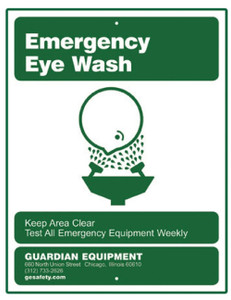 A picture of the green on white 250-007G Emergency Eye Wash Sign.