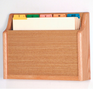 Picture of light oak 1 pocket file/chart holder.  Files not included.