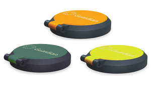 A group photograph of a single orange AP470-022ORG-R (top), green AP470-022GRN-R (left) and yellow AP470-022YEL-R AP470-022-R Spray Cover.