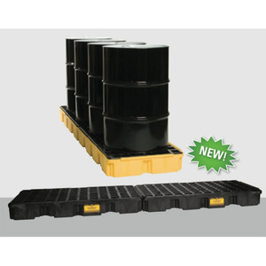 A photograph of a 04307 model 1647 eagle low-profile, modular 4 drum in-line spill platform broken down.