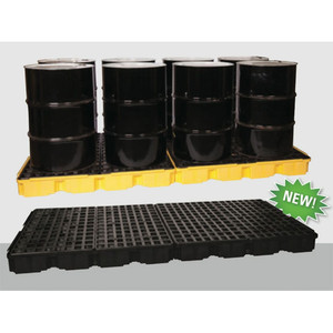 A photograph of a 04309 model 1688 eagle low-profile, modular 8 drum spill platform broken down.