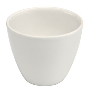 A photograph of a CG-1882 tall form porcelain crucible.